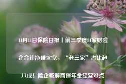 11月11日保险日报丨前三季度84家财险企合计净赚507亿，“老三家”占比超八成！险企破解商保年金经营难点-第1张图片-拉菲红酒总代理加盟批发官网