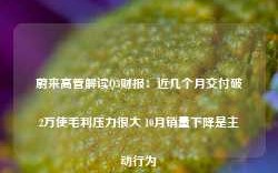 蔚来高管解读Q3财报：近几个月交付破2万使毛利压力很大 10月销量下降是主动行为