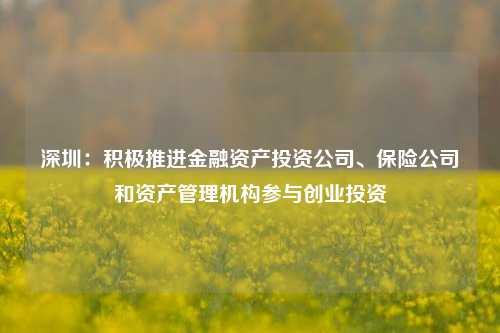 深圳：积极推进金融资产投资公司、保险公司和资产管理机构参与创业投资