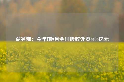 商务部：今年前9月全国吸收外资6406亿元