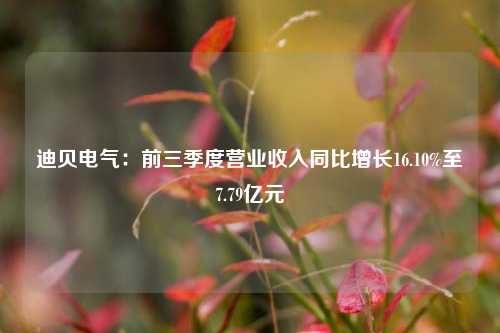 迪贝电气：前三季度营业收入同比增长16.10%至7.79亿元  第1张