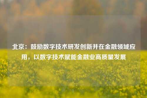 北京：鼓励数字技术研发创新并在金融领域应用，以数字技术赋能金融业高质量发展  第1张