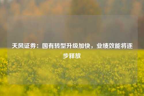 天风证券：国有转型升级加快，业绩效能将逐步释放