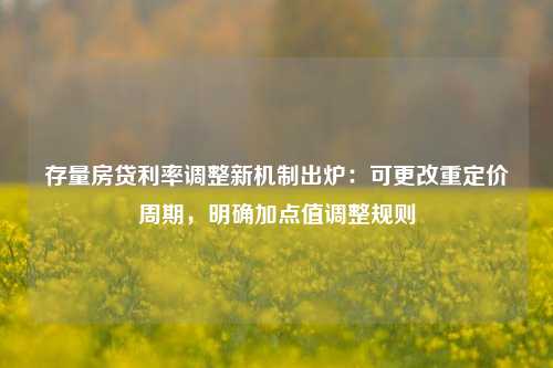 存量房贷利率调整新机制出炉：可更改重定价周期，明确加点值调整规则