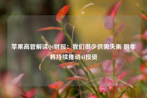 苹果高管解读Q4财报：我们很少供需失衡 明年将持续推动AI投资